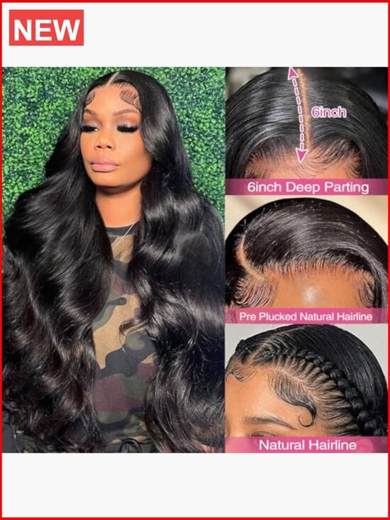13x6 Lace Front Wig Human Hair 200% Density Body Wave HD Glueless Pre Plucked